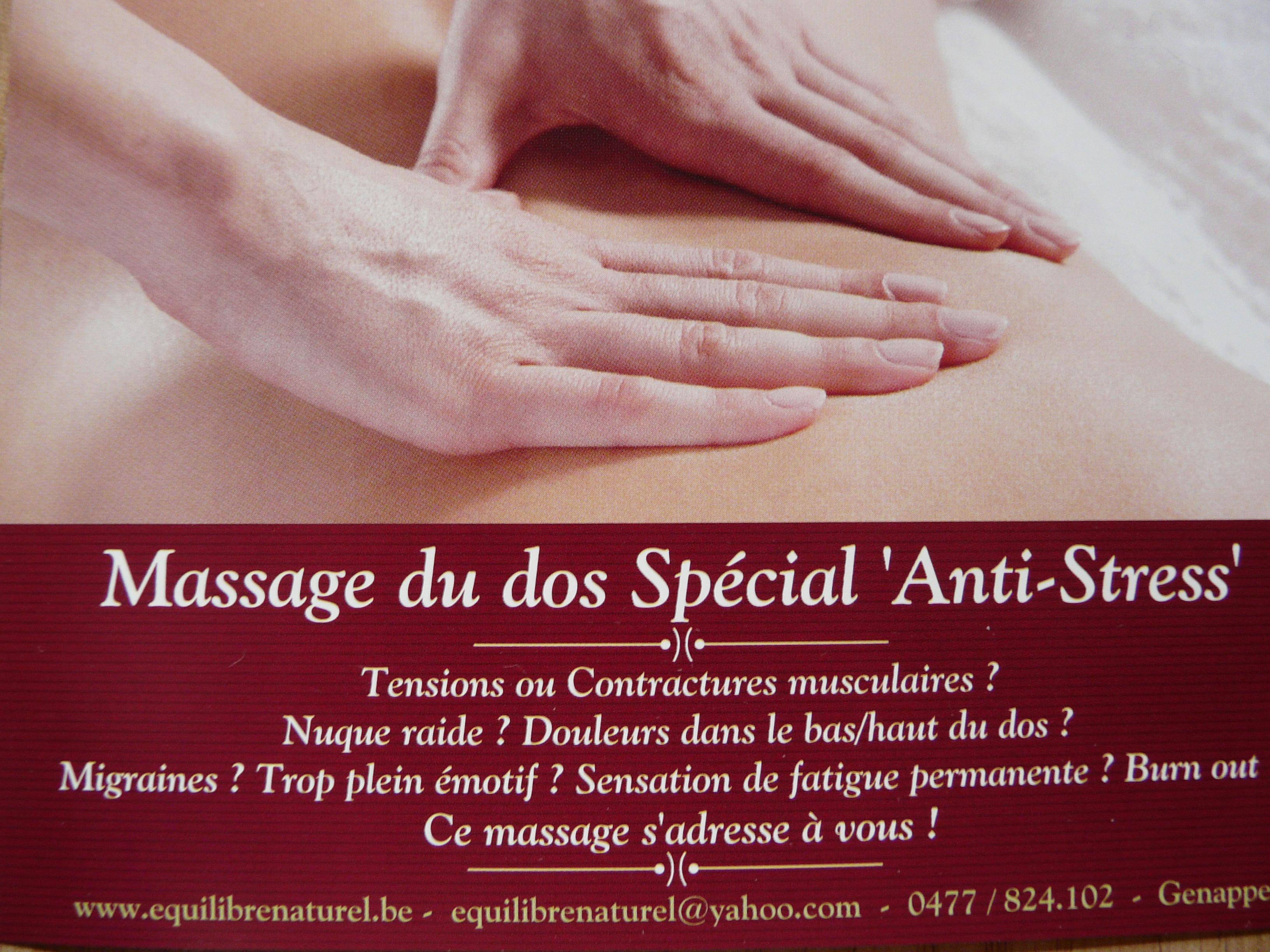 Massage Relaxant : Massage du dos 'anti-stress' à Sirault près de Saint-Ghislain, Mons, Jurbise, Leuze, Neufmaison, Hautrage, Ghlin, Pérulwez, Lessines, Quaregnon, Boussu